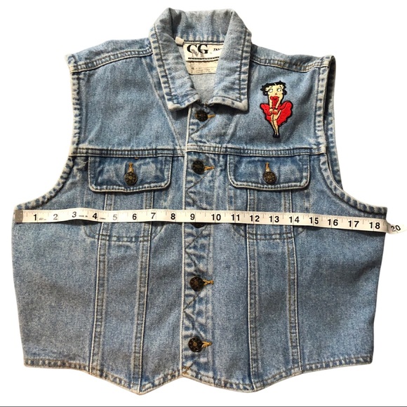 Betty Boop Denim Vest 1990’s light washed denim Size Large - Picture 8 of 14